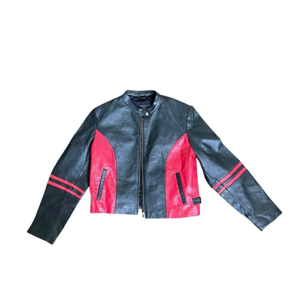 Vintage Black & Red Authentic Leather Jacket